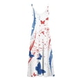 thumbnail image 4 of PuLe Summer Women Fashion Sling Mid-waist V-neck Sleeveless Stripe Printing Slim Beach Long Dress, 4 of 5