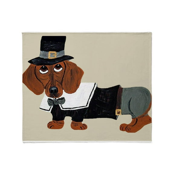 CafePress - Dachshund Thanksgiving Pilgrim Throw Blanket - Soft Fleece Throw Blanket, 50"x60" for All Ages