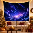 thumbnail image 3 of Meteor Shower Across Galactic Haze and Violet Clouds, Dramatic Fantasy Art for Space Lovers, Cosmic Sky Decor, Birthday Gift, Tapestry Wall Hanging for Gaming Room and Studio, 3 of 7