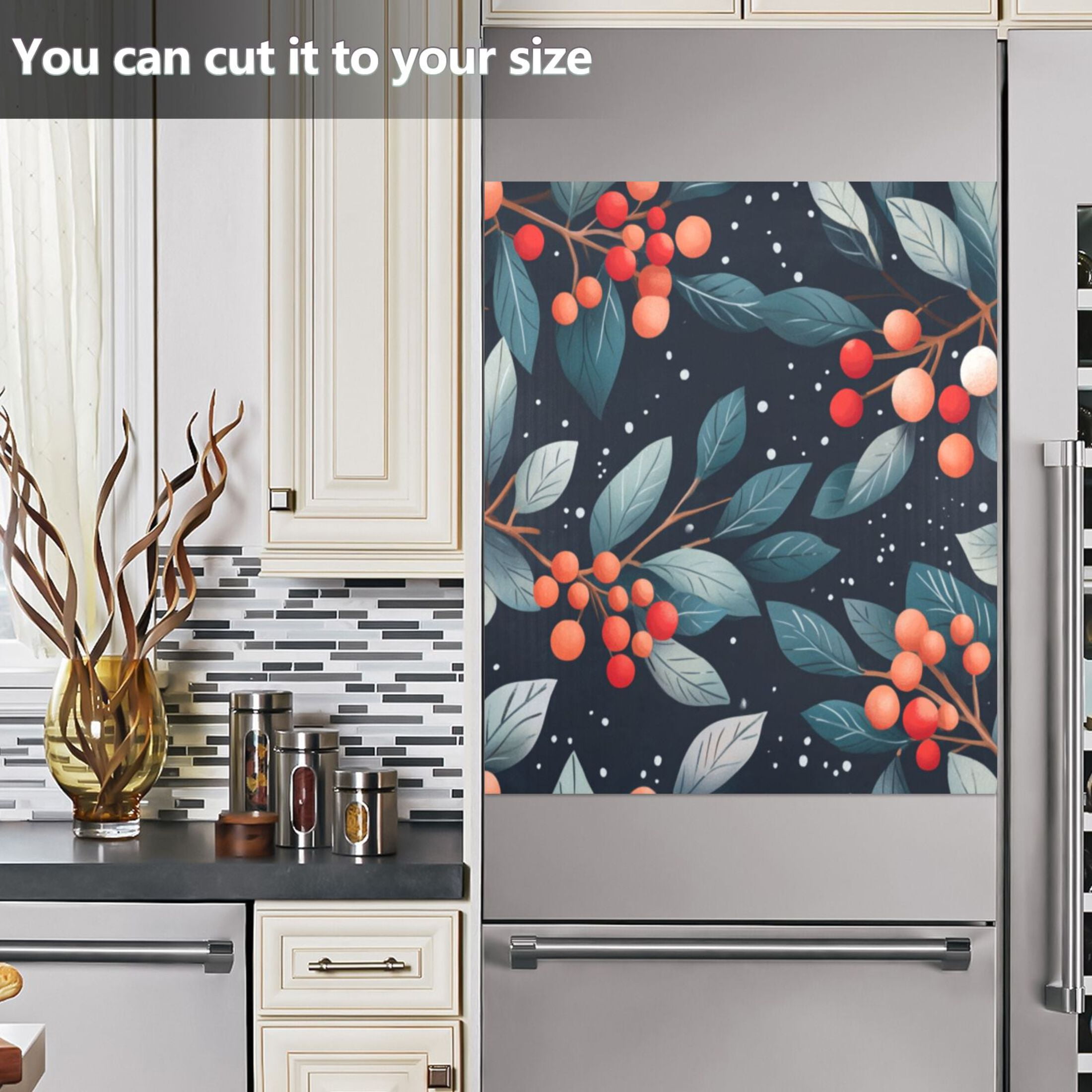 Dishwasher Magnetic Sticker 23x26 Inch Refrigerator Magnetic Sticker Washing Machine Magnetic Sticker Kitchen Panel Magnetic Sticker Home Decor Christmas Fruit