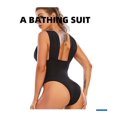 thumbnail image 2 of Traje de baño sin espalda de una pieza triangular de una pieza de color sólido para mujer, 2 of 4