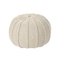 thumbnail image 5 of Noble Corinne Knitted Cotton Pouf, Beige, 5 of 5