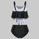 thumbnail image 4 of WILLBEST Traje de Baño control Abdomen Mujer Traje de Baño Tankini Entrecruzado con Volantes y Relleno Push-Up con Estampado Boh para Mujer, 4 of 5
