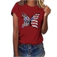 thumbnail image 2 of SOOMLON 4th of July Short Sleeve Shirts for Women Butterfly Independence Day Shirts Crew Neck American Flag Tops Short Sleeve Dressy T-Shirt Boho Tee Blouse Outfits, 2 of 4
