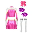 thumbnail image 4 of iiniim Womens Cheer Leader Costumes Set Schoolgirl Cheerleading Cosplay Halloween Party Uniform Hot Pink XL, 4 of 7