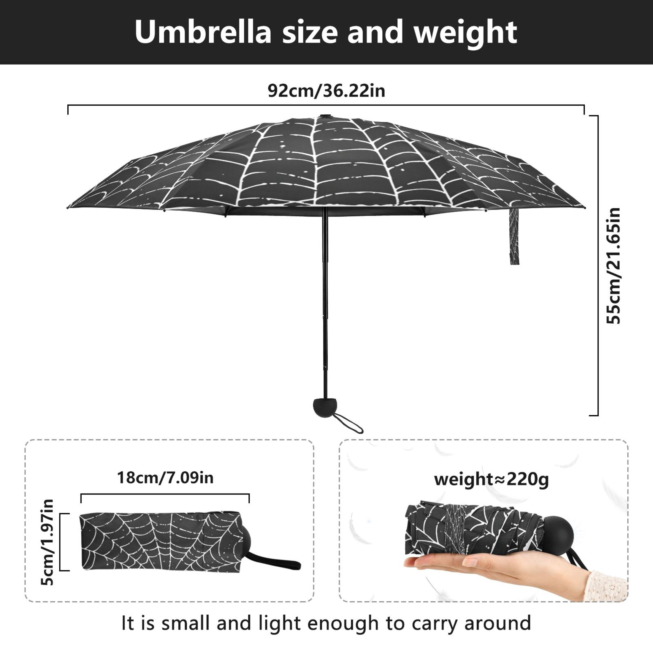 Web Umbrellas for Sun Auto Open Close UV50+ Waterproof 5-Fold Compact Fiberglass Frame
