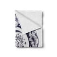 thumbnail image 2 of Star Mandala Soft Flannel Fleece Throw Blanket, Romantic Rose with Crescent Moon and East Folklore Swirl Pattern Oriental, Cozy Plush for Indoor and Outdoor Use, 70" x 90", Indigo White, by Ambesonne, 2 of 6