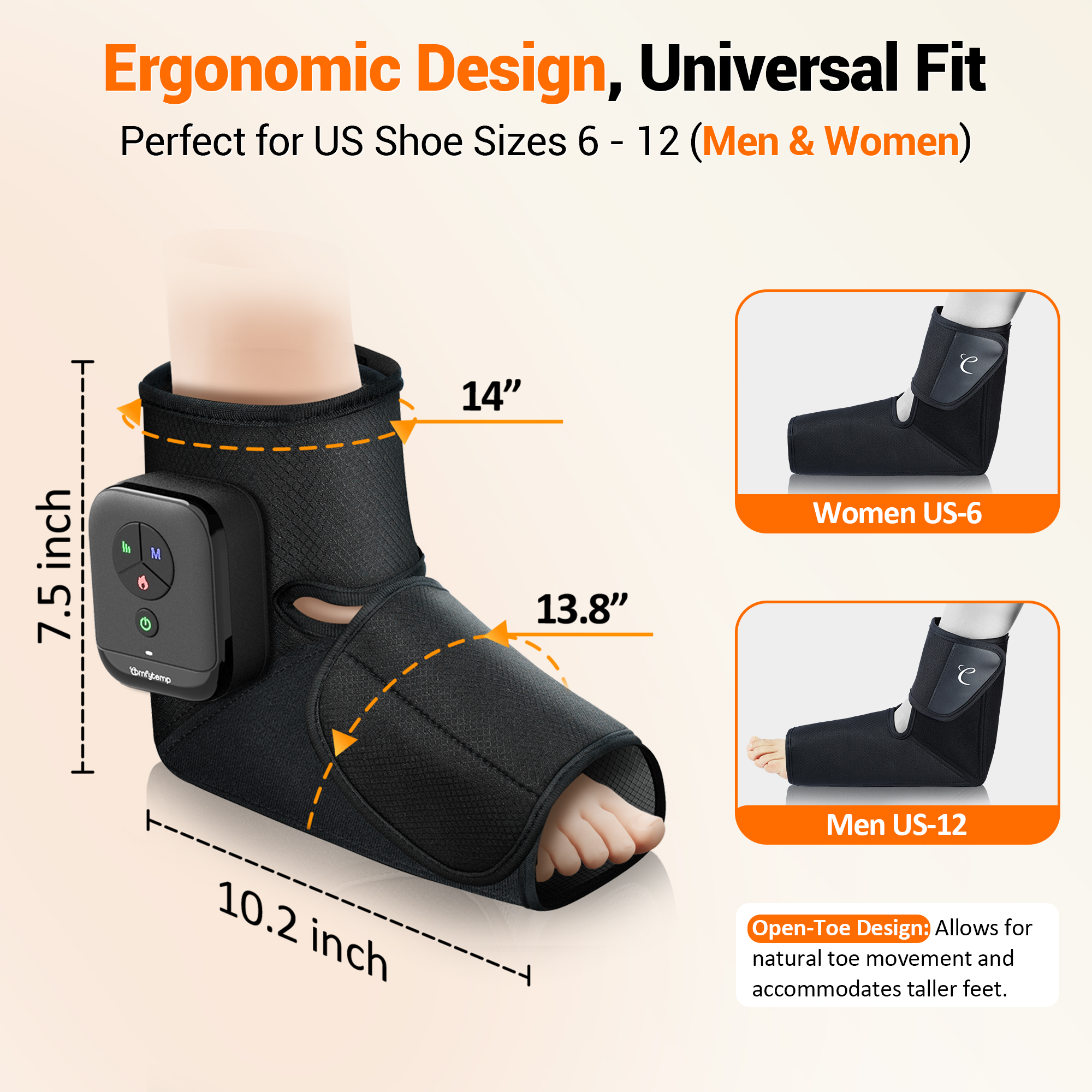 Comfytemp Cordless Foot Massager with Heat, Rechargeable Air Compression Boots, One Size, Unisex