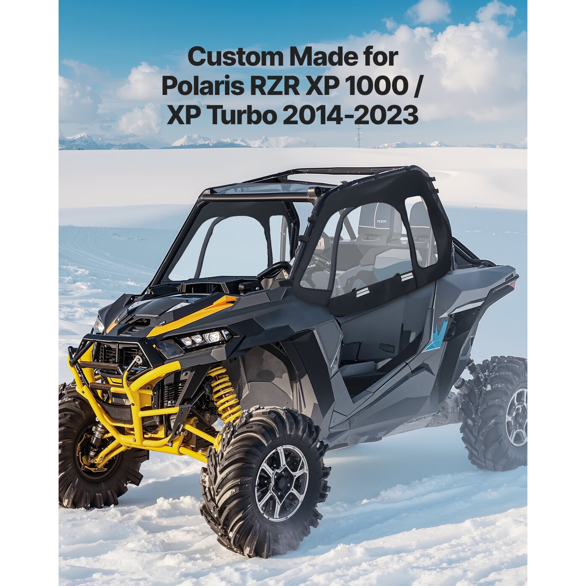 KFFKFF Cab Enclosure Upper Doors, Compatible with Polaris RZR XP 1000/XP Turbo 2014-2023, Soft Upper Doors, Windproof Zipper UTV Side Window Kit, Compatible with Side Mirrors and Windshields