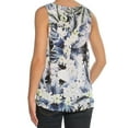thumbnail image 2 of Kensie Womens Tropical Knit Blouse, Blue, X-Small, 2 of 2