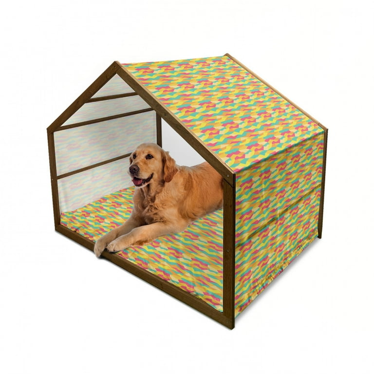 Geometric Pet House, Funky Formless Prehistoric Tiles Vivid