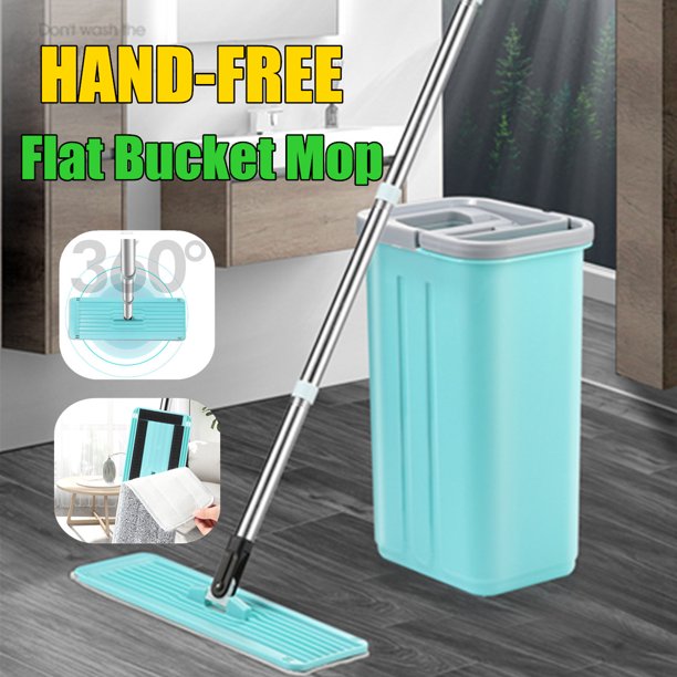 HandFree Flat Squeeze Mop & Bucket Wringing Floor Cleaning Microfiber