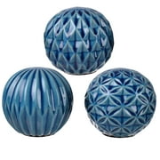 A&B Home Marbleized Ball Accents Blue Patterned, Set of 3