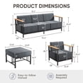 thumbnail image 5 of Opohoro 5-Pieces Outdoor Conversation Set with Lounge Chairs and Ottomans for Garden Backyard, Black, 5 of 11