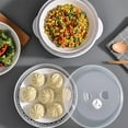 thumbnail image 3 of HLONKMicrowave Vegetable Steamer Pasta Rice Fish Steaming Pot Healthy Eating  Kitchen Steamer Microwave-Safe Pan w/Lid Stackable Baskets  Round Hole Spacer, 3 of 5
