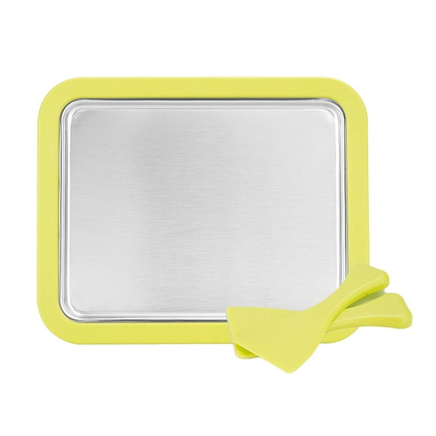 Molde para hacer helados casero con 2 raspadores, máquina para freír yogur de acero inoxidable Amarillo