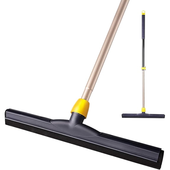 Floor Squeegee Scrubber Adjustable Telescopic Pole Heavy Duty Household Broom EVA Foam Blade for Garage Courtyard Shower Bathroom Floor Marble Glass Tile Water Foam Cleaning