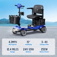 thumbnail image 3 of REARFIT Foldable 4 Wheels Mobility Scooter for Seniors, Electric Wheelchair with Detachable Battery, Dual Baskets, Cup & Phone Holder, 330lbs, Blue, 3 of 12
