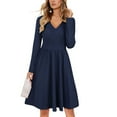 thumbnail image 2 of Vestido de manga larga,Vestido de cintura alta en V Vestido de cintura ajustada para mujer Vestido de manga larga con cuello en V Diseño exquisito, 2 of 6