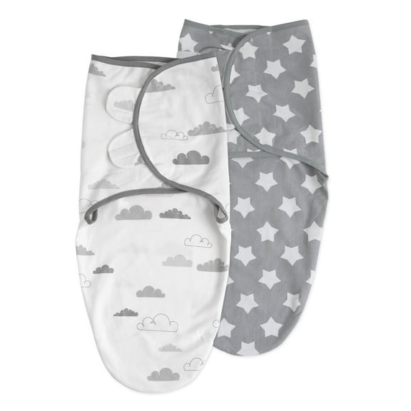 Egmao Baby Swaddle 100% Cotton Blanket Sack for Newborn 0-3 Months Boys Girls Infant 2-Pack Stars Clouds
