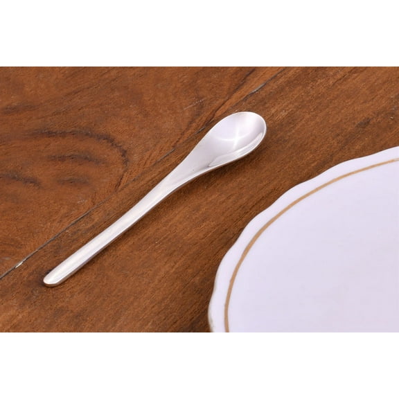 De Kulture Works Pure Brass Silver Coffee Spoon Demitasse Baby Scoop, Food Grade Cutlery, 12.x2 CMS (LW)
