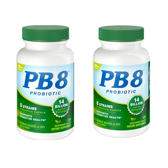 2 Pack Nutrition Now PB 8 Pro-Biotic Vegetarian Supplement, 120 Count each