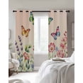 thumbnail image 3 of Pink Flowers Blackout Curtains 63 Inches Long, Spring Floral Butterfly Elegant Pastoral Botanical Thermal Insulated Black Out Curtains, Window Curtain for Bedroom Living Room 52"x63" 2 Panels, 3 of 9