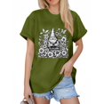 thumbnail image 3 of NAMTYQX Womens Summer Tops 2025 Gemustert Trending Crewneck Soft Lightweight Short Sleeve Print Plus Size Loose Fit Womens Tops Dressy Casual Army Green Size M, 3 of 5