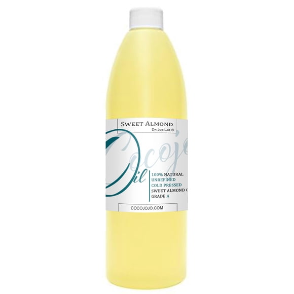 Aceite de almendras dulces - Cara Piel Cabello Prensado en frío 16 oz Masaje puro natural Virgen extra Sin refinar Grado premium