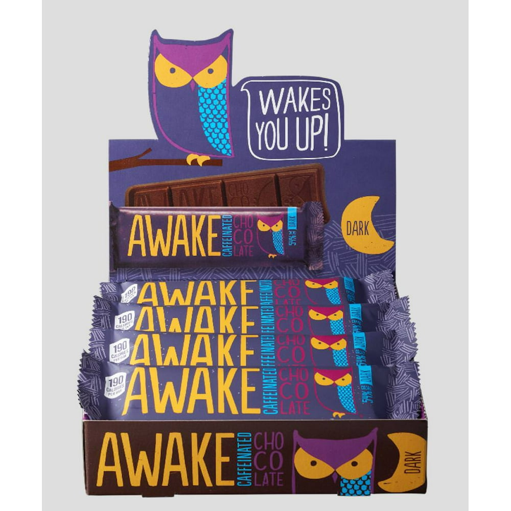 AWAKE Dark Chocolate Caffeinated Candy Bar, 1.55 Oz, 12 Ct Walmart