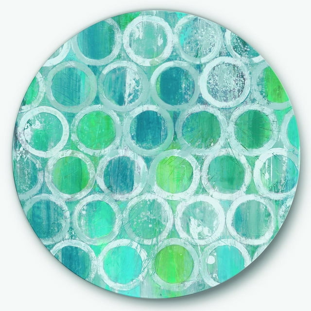 Designart 'Natural Blue Circle' Geometric Metal Circle Wall Art