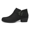 thumbnail image 3 of Pennysue Women Low Chunky Stacked Heel Boots Black Suede Side Zipper Ankle Booties 7M, 3 of 7