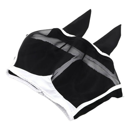 Breathable Mesh Knit Horse Fly Mask With Ear Coverage Adjustable Strap UV Shield Face Cover, Outdoor Grazing Horse Tack Matching Fly Masks For Horses And Horse Supplies Sets