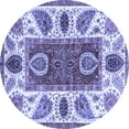 thumbnail image 1 of Ahgly Company Indoor Round Abstract Blue Modern Area Rugs, 3' Round, 1 of 4