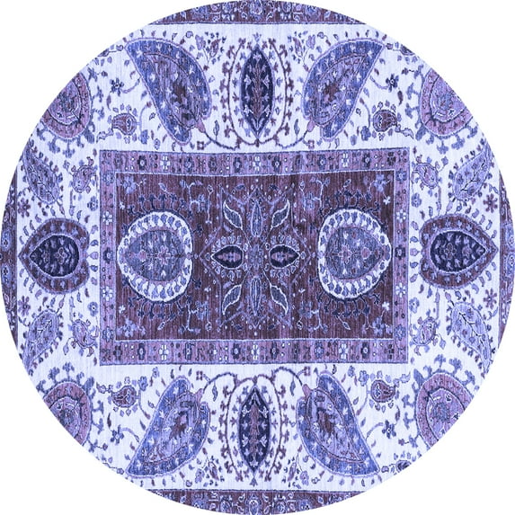 Ahgly Company Indoor Round Abstract Blue Modern Area Rugs, 3' Round