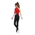 thumbnail image 3 of vastwit Girls Kids Metallic Bodysuit Color Block Gymnastics Leotard Figure Skating Jumpsuit Full Body Dance Unitard Red 16, 3 of 6
