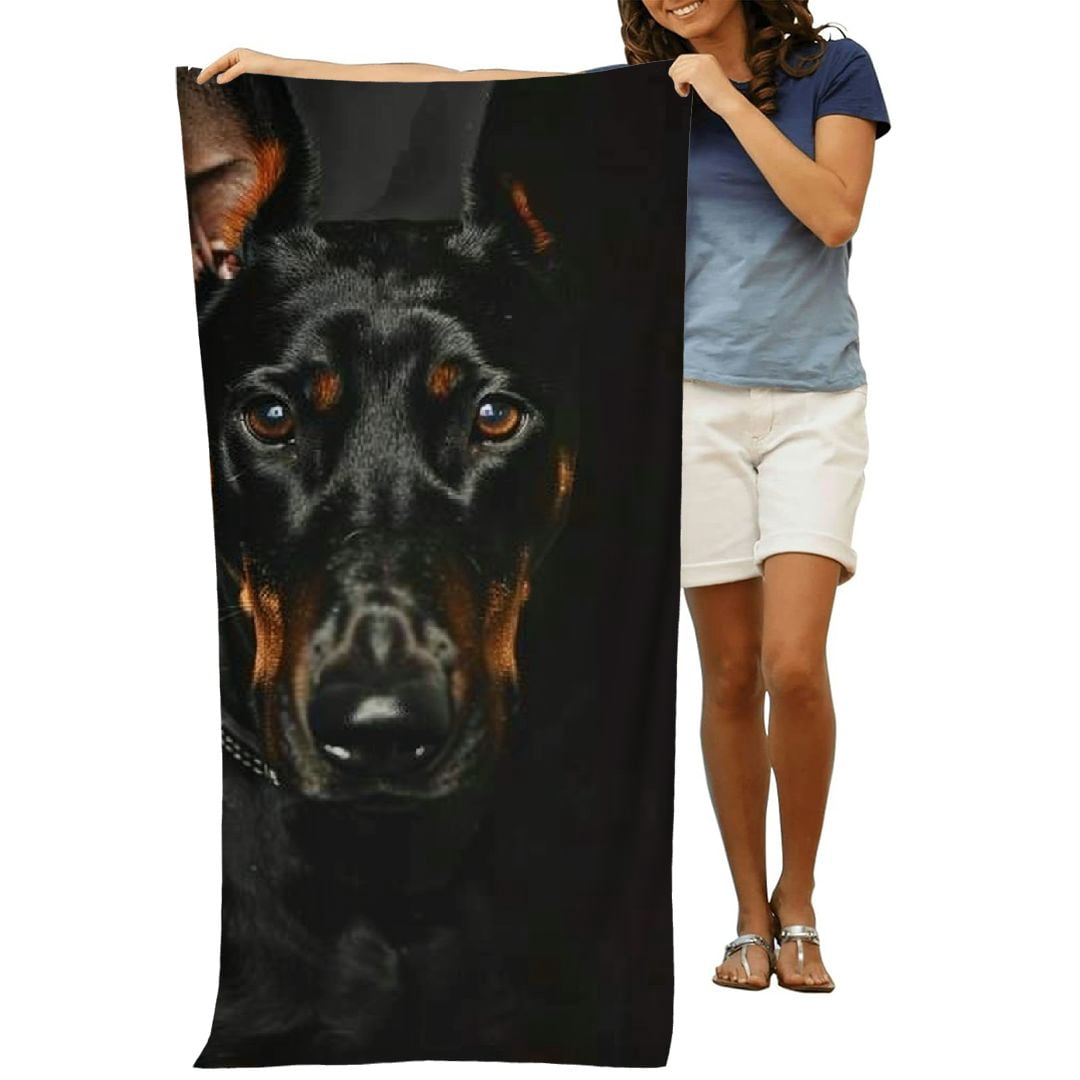 PHYHOO Dog Oversized Quick Dry Microfiber Beach Towel Doberman Breed Dog Lightweight Sand Free Towel Super Soft &amp; Absorbent for Travel Swimming Sports 30x60in