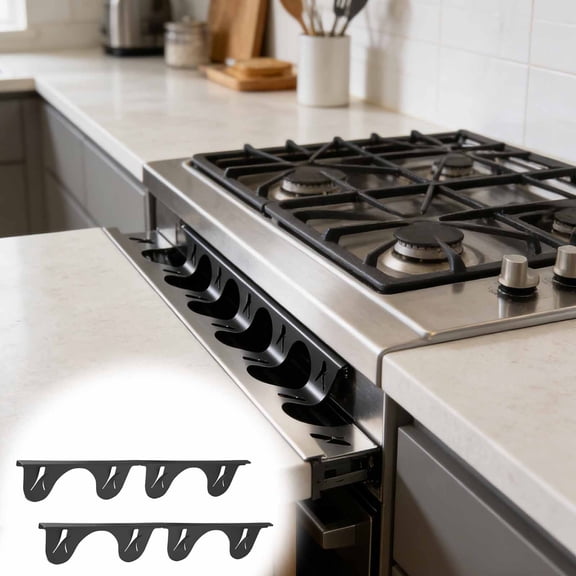 2 Pcs ABS Stove Gap Covers Heat Resistant Stove Gap Filler between Counter and Stovetop Flexible Oven Gap Filler Stove Gap Guard Gap Fillers for Oven Washer Dryer Black