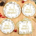thumbnail image 4 of DAZLUTE Christmas Paper Plates and Napkins Serves 50 Guests Merry Christmas Themed Christmas Party Supplies 200 PCS Golden Disposable Dinnerware Set for Dinner Party, 4 of 7