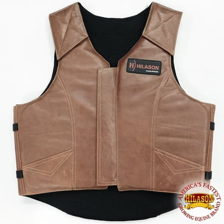 - Hilason Leather Bareback Pro Rodeo Horse / Bull Riding Vest Brown