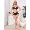 thumbnail image 2 of INSPIRE CHIC Women's Wide Lace Trim Thong V-Cut Ice Silk Mid Rise T-Back Seamless Underwear S Black, 2 of 4