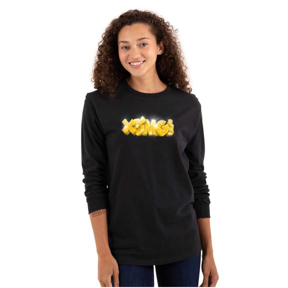 XOMG POP Shiny Diamond Bling Logo Women's Long Sleeve T Shirt Brisco Brands S