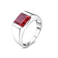 thumbnail image 3 of Mens Red Ruby Ring, 925 Sterling Silver Men's Engagement Ring, 8mm Emerald Cut Red Gemstone July Birthstone Wedding Band Ring Jewelry, 3 of 4