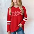 thumbnail image 2 of HCNTES Girls Striped Thumb Hole Long Sleeve Shirts Kids Crewneck Tunic Tops Curved Hem Tees(Red,2-3 Years), 2 of 4