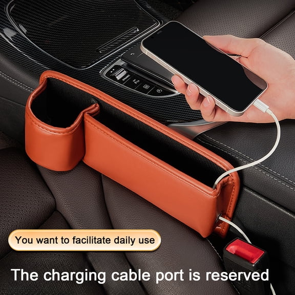 Soumake Car Seat Gap Storage Box with Cup Holder Large Capacity Wear Resistant Waterproof Center Console Car Interior Organizer