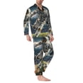 thumbnail image 2 of Susaid Astronaut Soccer Field Print Men's Long Sleeve Pajama Set, Two-Piece Button-Down Loungewear PJs Set, Comfortable Sleepwear for Relaxation-X-Large, 2 of 7