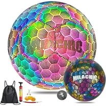 MILA CHIC Soccer Ball, Holographic Glowing Soccer Ball Size 5, Reflective Hologram Rainbow Soccer Ball with Needles and Pump for Men Youth and Adult Night Games