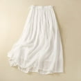 thumbnail image 2 of Sentmoon Boho Skirt Plus Size High Elastic Waist Linen Ruffle Skirt Flowy Pleated Beach Solid Color Loose Breathable Linen Skirt Active Winter for Business Travel White XXL, 2 of 8