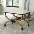 thumbnail image 2 of Uttermost Icaria Farmhouse MDF Iron Rope and Fabric Small Bench in Brown, 2 of 5