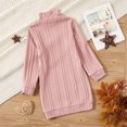 thumbnail image 2 of PatPat Kid Girl Cable Knit Textured Mock Neck Sweater Dress Size 5-12, 2 of 6
